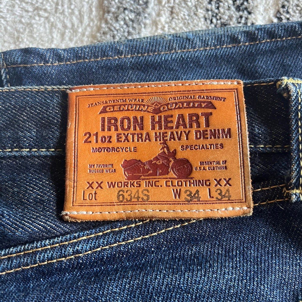 Iron heart men’s 21 oz selvedge denim jeans 34x34